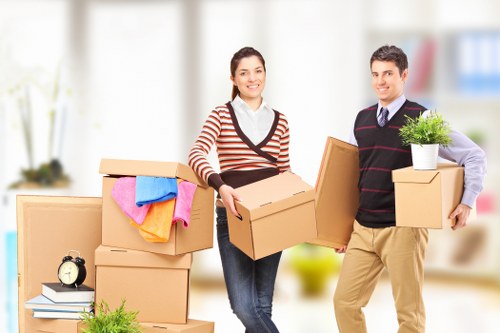 Office relocation items being organised for transport