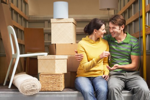 Packed boxes and furniture ready for local removals
